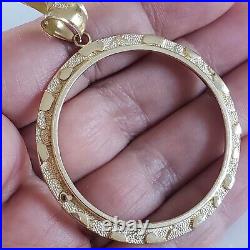 14k solid gold 50 pesos centenario Coin nugget Bezel Frame pendant 4 prongs