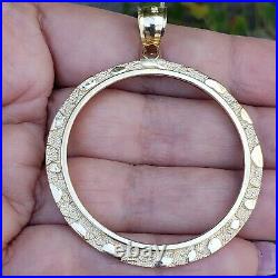 14k solid gold 50 pesos centenario Coin nugget Bezel Frame pendant 4 prongs