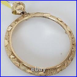 14k solid gold 50 pesos centenario Coin nugget Bezel Frame pendant 4 prongs