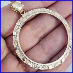 14k solid gold 50 pesos centenario Coin nugget Bezel Frame pendant 4 prongs