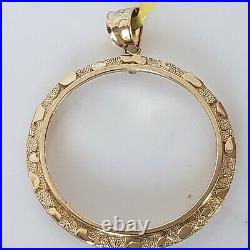 14k solid gold 50 pesos centenario Coin nugget Bezel Frame pendant 4 prongs