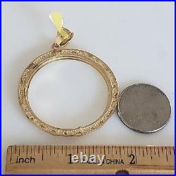 14k solid gold 50 pesos centenario Coin nugget Bezel Frame pendant 4 prongs