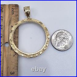 14k solid gold 50 pesos centenario Coin nugget Bezel Frame pendant 4 prongs