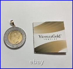 14k solid gold Adjustable Necklace (23.5) and 500 Lira Coin Charm. NewithUnused