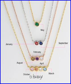 14k solid gold Family Birthstone & Children Necklace Personalized Gifts