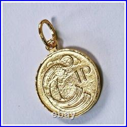 14k solid gold Irend peacoak and luck harp coin pendant 999 by estherleejewel