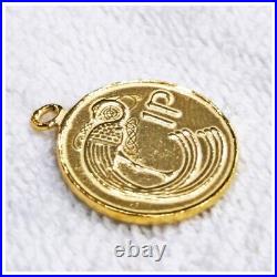 14k solid gold Irend peacoak and luck harp coin pendant 999 by estherleejewel