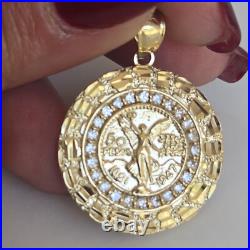 14k solid gold Mini 50 pesos centenario Coin pendant Charm Round Nugget 1.30