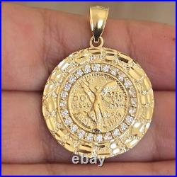 14k solid gold Mini 50 pesos centenario Coin pendant Charm Round Nugget 1.30