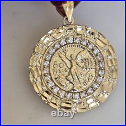 14k solid gold Mini 50 pesos centenario Coin pendant Charm Round Nugget 1.30