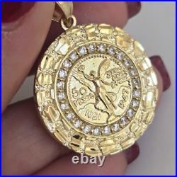 14k solid gold Mini 50 pesos centenario Coin pendant Charm Round Nugget 1.30