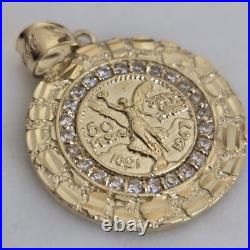 14k solid gold Mini 50 pesos centenario Coin pendant Charm Round Nugget 1.30