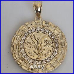 14k solid gold Mini 50 pesos centenario Coin pendant Charm Round Nugget 1.30