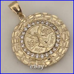 14k solid gold Mini 50 pesos centenario Coin pendant Charm Round Nugget 1.30