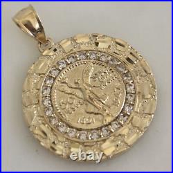 14k solid gold Mini 50 pesos centenario Coin pendant Charm Round Nugget 1.30