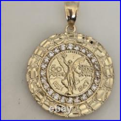 14k solid gold Mini 50 pesos centenario Coin pendant Charm Round Nugget 1.30