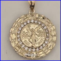 14k solid gold Mini 50 pesos centenario Coin pendant Charm Round Nugget 1.30