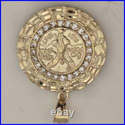 14k solid gold Mini 50 pesos centenario Coin pendant Charm Round Nugget 1.30