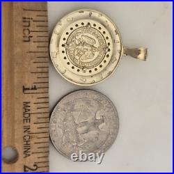 14k solid gold Mini 50 pesos centenario Coin pendant Charm Round Nugget 1.30