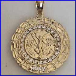 14k solid gold Mini 50 pesos centenario Coin pendant Charm Round Nugget 1.30