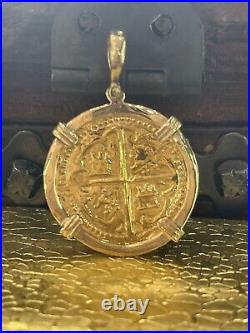 14k solid gold atocha coin pendant Recreation piece made from mould