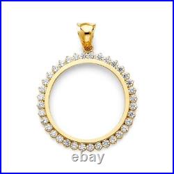 14k solid gold color 50 pesos Coin Bezel Frame pendant