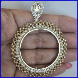 14k solid gold crown 50 pesos centenario Coin Bezel Frame pendant