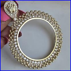 14k solid gold crown 50 pesos centenario Coin Bezel Frame pendant