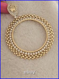 14k solid gold crown 50 pesos centenario Coin Bezel Frame pendant