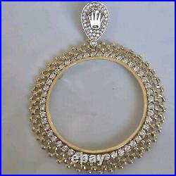 14k solid gold crown 50 pesos centenario Coin Bezel Frame pendant