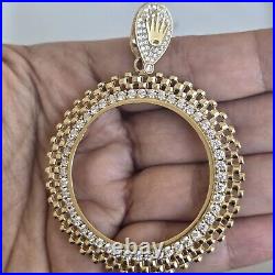 14k solid gold crown 50 pesos centenario Coin Bezel Frame pendant