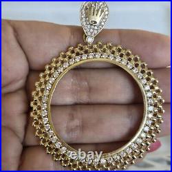 14k solid gold crown 50 pesos centenario Coin Bezel Frame pendant