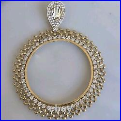 14k solid gold crown 50 pesos centenario Coin Bezel Frame pendant