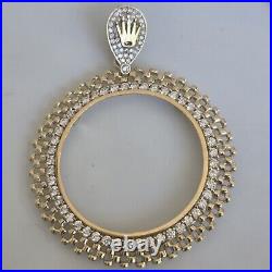 14k solid gold crown 50 pesos centenario Coin Bezel Frame pendant