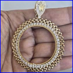 14k solid gold crown 50 pesos centenario Coin Bezel Frame pendant