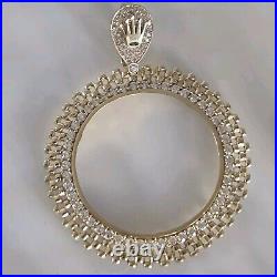 14k solid gold crown 50 pesos centenario Coin Bezel Frame pendant