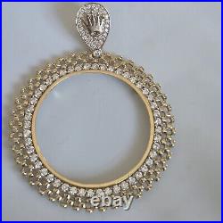 14k solid gold crown 50 pesos centenario Coin Bezel Frame pendant