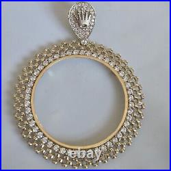 14k solid gold crown 50 pesos centenario Coin Bezel Frame pendant