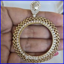 14k solid gold crown 50 pesos centenario Coin Bezel Frame pendant