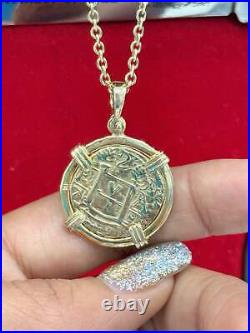 14k solid real gold shipwreck treasure gold coin pendant