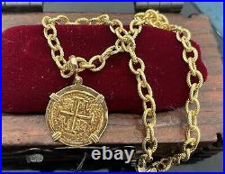 14kt Solid Gold Atocha Coin Pendant With 14k Gold Money Chain 16 Long