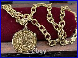14kt Solid Gold Atocha Coin Pendant With 14k Gold Money Chain 16 Long