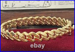 14kt Solid Gold Gorgeous Cuban Link Bangle 7 Long