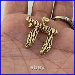 14kt Solid Yellow Gold Chai Pendant Jewish Protection For Life Judaica