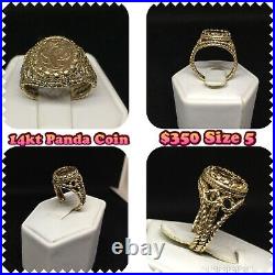 14kt Solid Yellow Gold Panda Coin Ring