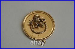 14kt solid gold Mother's Pendant Message Coin Flower Basket + gems charm-pendant