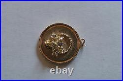 14kt solid gold Mother's Pendant Message Coin Flower Basket + gems charm-pendant