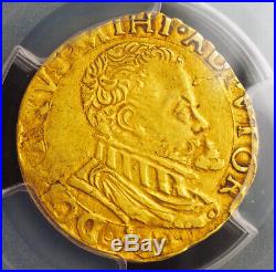 1598, Spanish Netherlands, Flanders, Philip II. Gold ½ Real Coin. PCGS XF-40