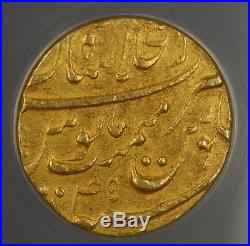 1658-1707 India Mohur Gold Coin Mughal Aurangzeb Shahjahan Abad ANACS AU-50 YR45