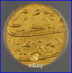 1658-1707 India Mohur Gold Coin Mughal Aurangzeb Shahjahan Abad ANACS AU-50 YR45